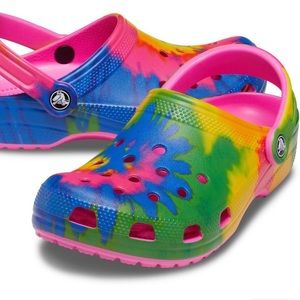 Tie-dye crocs
